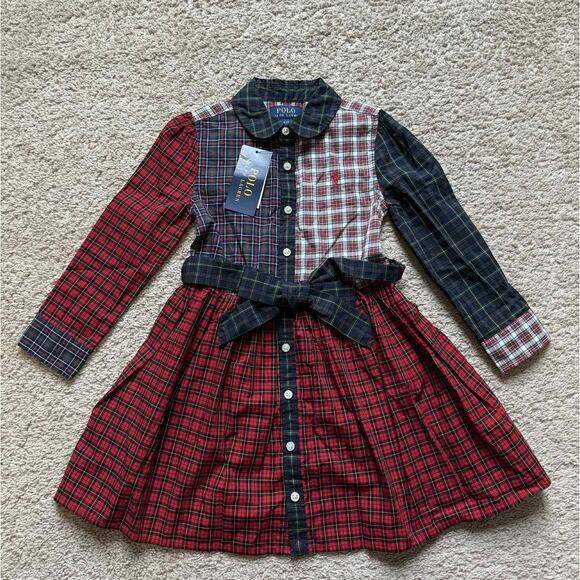 NWT Polo Ralph Lauren Toddler Girls Plaid Cotton Fun Shirtdress Holiday Sz 3T - Picture 1 of 9